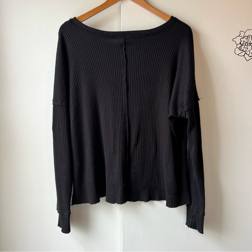 Wild Fable Black Ribbed Long Sleeve Top Womens M